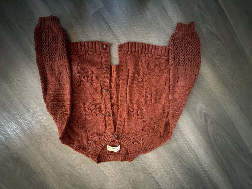 Anthropologie Pilcro Women's Terracotta Bobble Knit Button-Down Cardigan